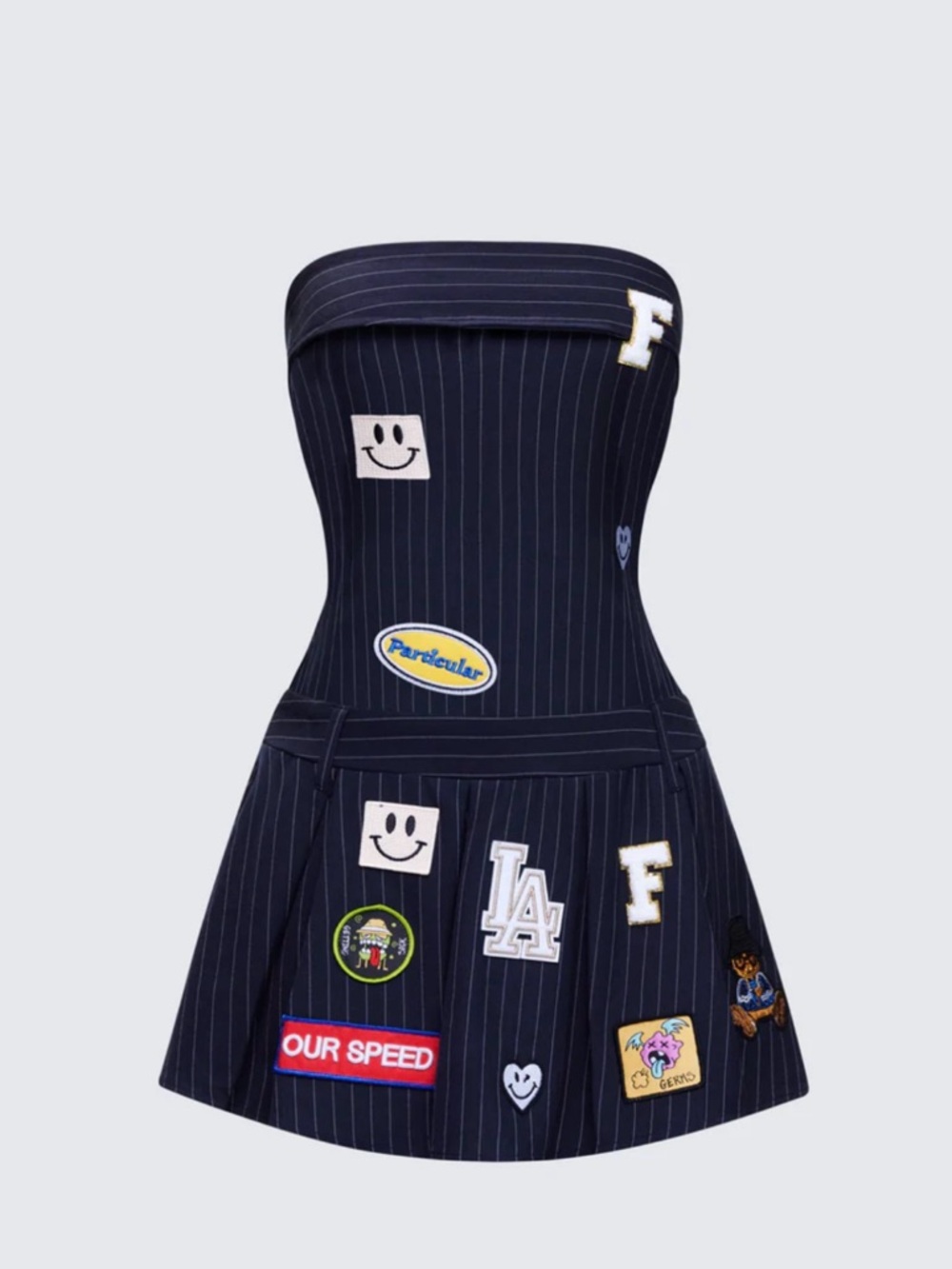 Finesse Teagan Navy Pinstripe Mini Dress size Medium